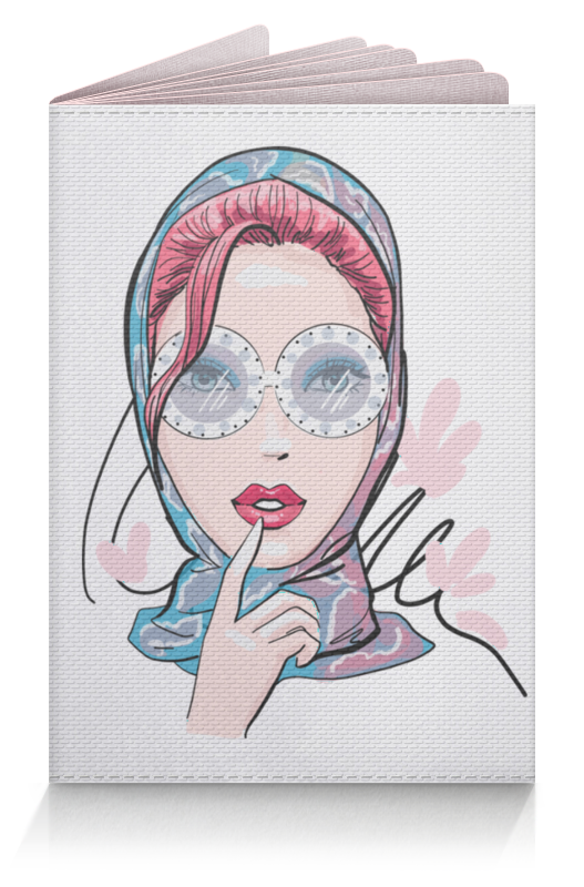 Printio Обложка для паспорта Модная девушка в платке. фэшн иллюстрация printio обложка для паспорта фэшн иллюстрация девушка в розовых очках