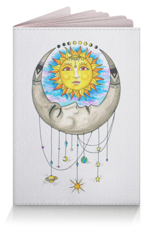 цена Printio Обложка для паспорта Луна и солнце