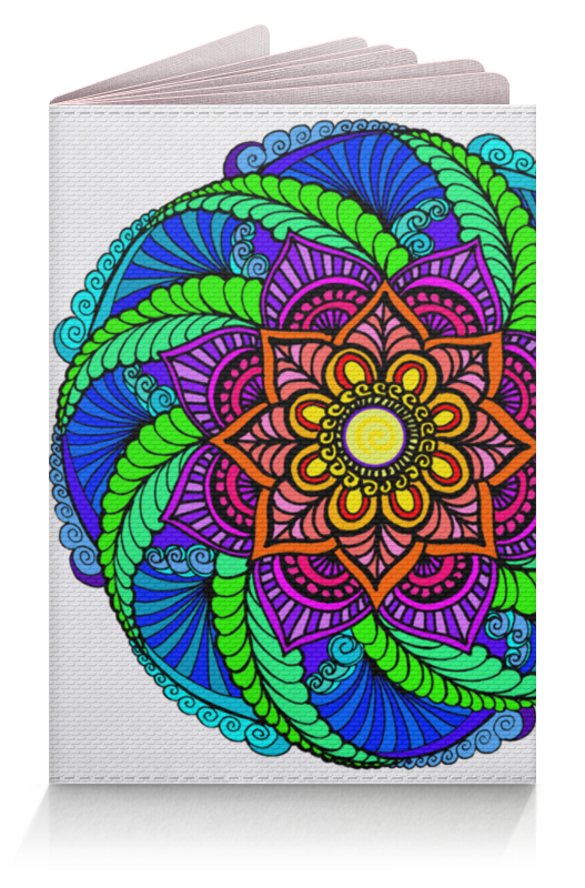 Printio Обложка для паспорта Яркий цветок в этническом стиле printio тетрадь на пружине яркий цветок в этническом стиле
