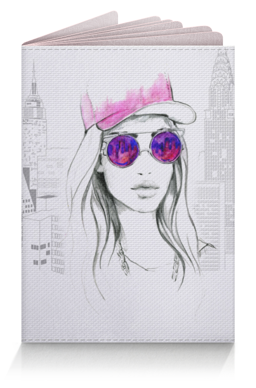 Printio Обложка для паспорта Фэшн иллюстрация. девушка в розовых очках printio визитная карточка красивая девушка в розовых очках фэшн иллюстрация