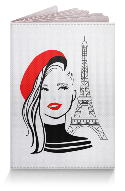 Printio Обложка для паспорта Француженка блондинка на фоне эйфелевой башни