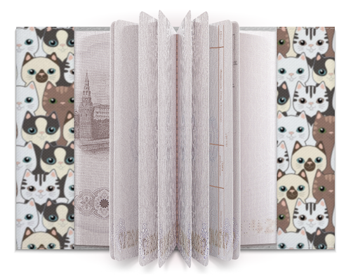 Заказать обложку для паспорта в Москве. Обложка для паспорта Котики от Nos  - готовые дизайны и нанесение принтов.