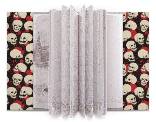 Заказать обложку для паспорта в Москве. Обложка для паспорта Крупные черепа от Leichenwagen - готовые дизайны и нанесение принтов.