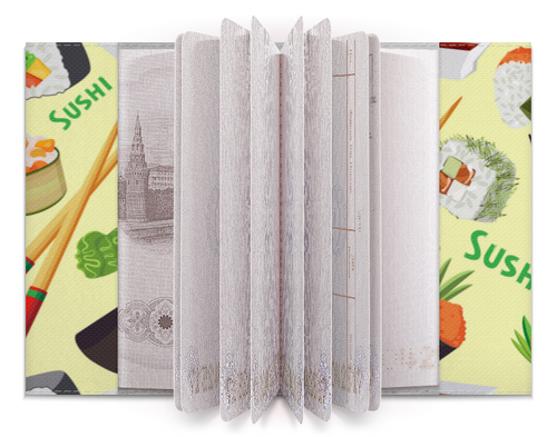 Заказать обложку для паспорта в Москве. Обложка для паспорта Суши с веерами от IrinkaArt  - готовые дизайны и нанесение принтов.