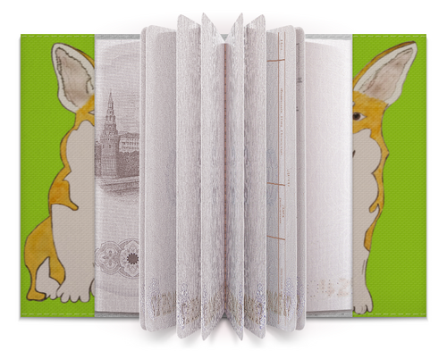 Заказать обложку для паспорта в Москве. Обложка для паспорта Радостный Корги Фил от mrs-snit@yandex.ru - готовые дизайны и нанесение принтов.