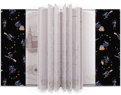 Заказать обложку для паспорта в Москве. Обложка для паспорта ВЕСЕЛЫЕ ВЕДЬМЫ от ELENA ZHARINOVA - готовые дизайны и нанесение принтов.