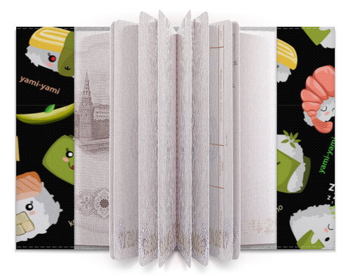 Заказать обложку для паспорта в Москве. Обложка для паспорта Кавайные суши от IrinkaArt  - готовые дизайны и нанесение принтов.