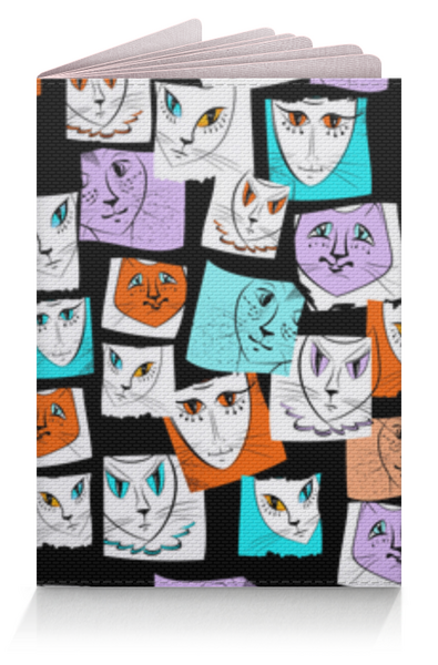Заказать обложку для паспорта в Москве. Обложка для паспорта Странные кошки паттерн от ELENA ZHARINOVA - готовые дизайны и нанесение принтов.