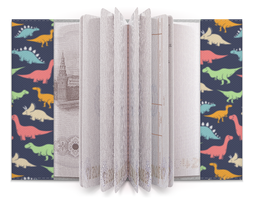 Заказать обложку для паспорта в Москве. Обложка для паспорта Динозавры от Amerikanka - готовые дизайны и нанесение принтов.