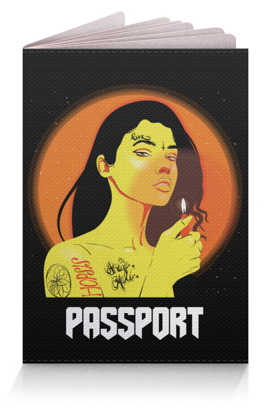 Заказать обложку для паспорта в Москве. Обложка для паспорта Fire girl от goroshek - готовые дизайны и нанесение принтов.