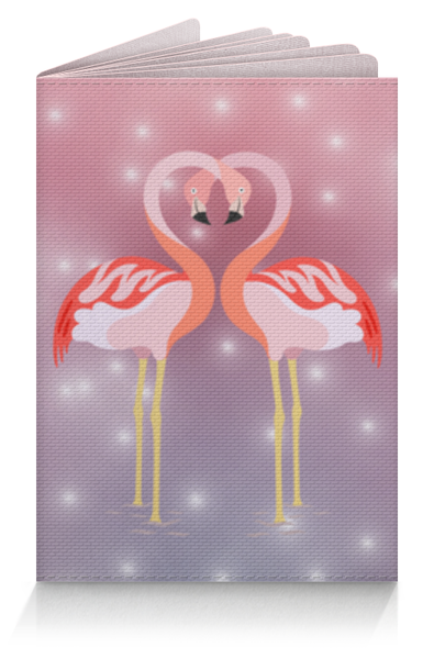 Заказать обложку для паспорта в Москве. Обложка для паспорта Влюбленные фламинго от Ordwen - готовые дизайны и нанесение принтов.