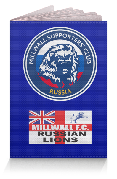 Заказать обложку для паспорта в Москве. Обложка для паспорта Millwall Russian Lions passport от Millwall Supporters Club Russia - готовые дизайны и нанесение принтов.
