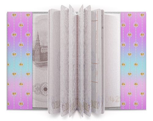 Заказать обложку для паспорта в Москве. Обложка для паспорта Золотые нежные сердечки на радужном фоне  от eszadesign - готовые дизайны и нанесение принтов.