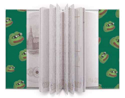 Заказать обложку для паспорта в Москве. Обложка для паспорта Лягушонок Пепе - Pepe Frog от aaa.kus28@gmail.com - готовые дизайны и нанесение принтов.