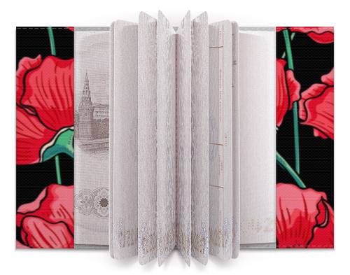 Заказать обложку для паспорта в Москве. Обложка для паспорта Красные маки от Romanova - готовые дизайны и нанесение принтов.