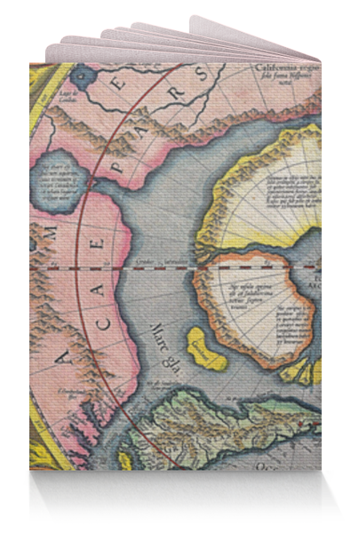 Заказать обложку для паспорта в Москве. Обложка для паспорта Mercator Hondius Map of the Arctic -1628 от Axis - готовые дизайны и нанесение принтов.
