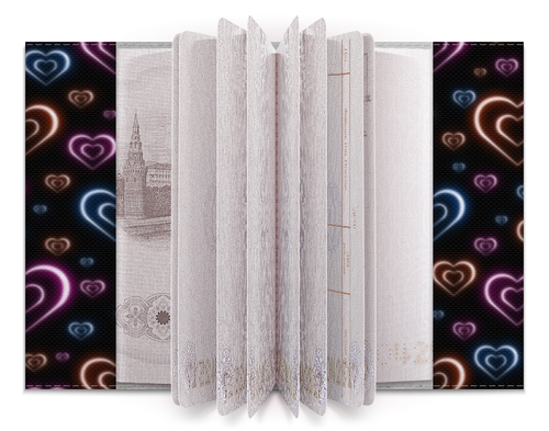 Заказать обложку для паспорта в Москве. Обложка для паспорта Неоновые сердца, с выбором цвета фона. от bd-art  - готовые дизайны и нанесение принтов.