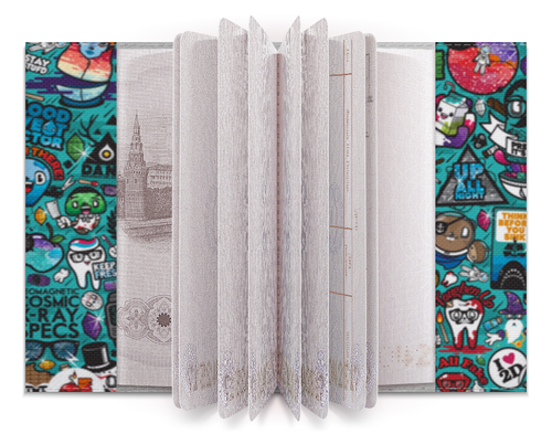 Заказать обложку для паспорта в Москве. Обложка для паспорта Stickers от Jimmy Flash - готовые дизайны и нанесение принтов.