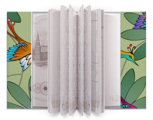 Заказать обложку для паспорта в Москве. Обложка для паспорта LOVELY BIRDS от ELENA ZHARINOVA - готовые дизайны и нанесение принтов.