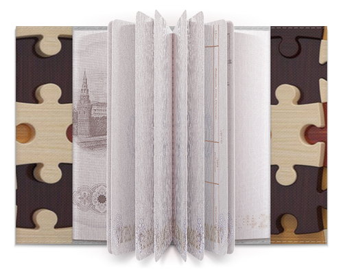 Заказать обложку для паспорта в Москве. Обложка для паспорта Пазлы от esse - готовые дизайны и нанесение принтов.