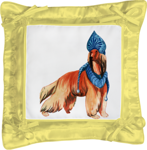 Заказать подушку в Москве. Подушка простая акварельная новогодняя собака от Игма - готовые дизайны и нанесение принтов.