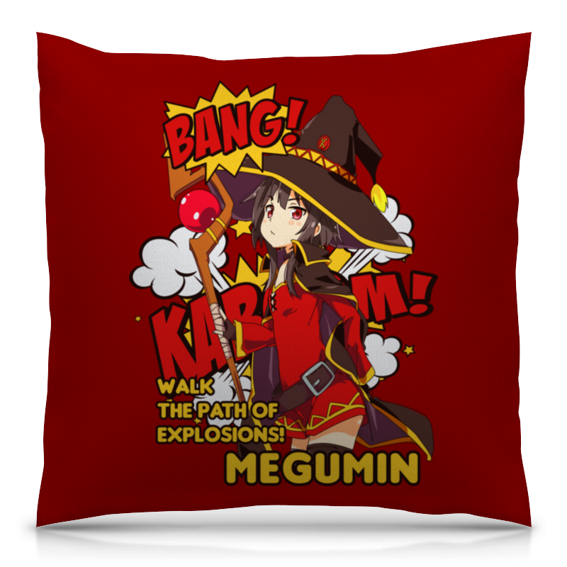 Printio Подушка 40x40 см с полной запечаткой Мегумин парик для косплея megumin bubuwig синтетические волосы kono subarashii sekai ni bakuen wo термостойкий красный коричневый парик megumin длиной 50 см