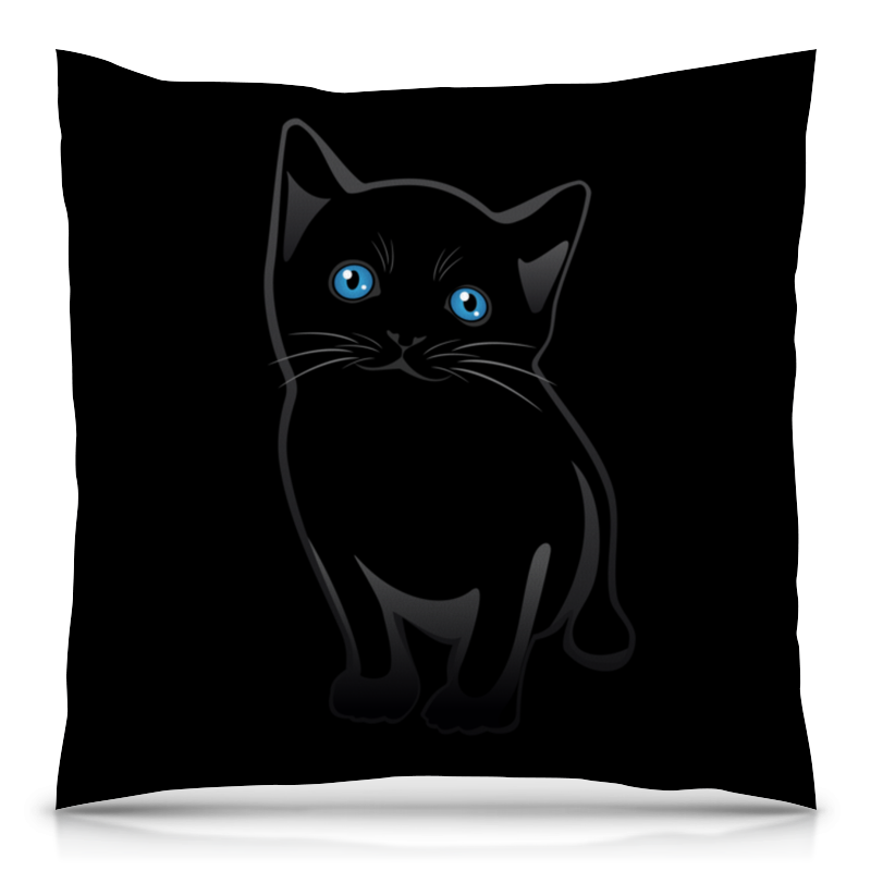Printio Подушка 40x40 см с полной запечаткой Чёрный котёнок. printio фартук с полной запечаткой чёрный котёнок