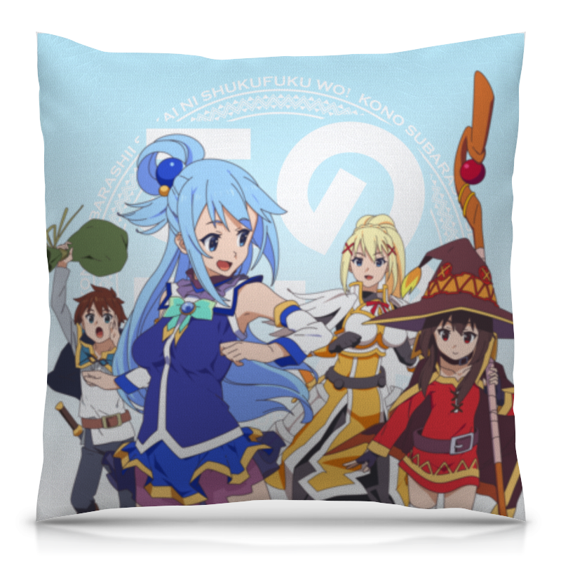 Printio Подушка 40x40 см с полной запечаткой Konosuba аниме dakimakura aqua наволочка для подушки обнимающая наволочка kono subarash sekai ni shukufuku wo наволочка декоративная подушка