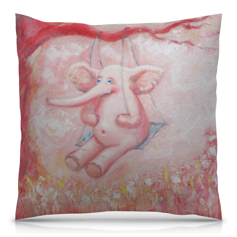 Printio Подушка 40x40 см с полной запечаткой Розовый слон цветочная подушка 45x45 см наволочка с вышивкой мягкое уютное украшение для дома для гостиной детской комнаты цветное покрытие