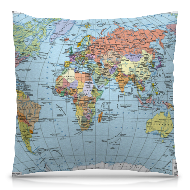 Printio Подушка 40x40 см с полной запечаткой Карта мира