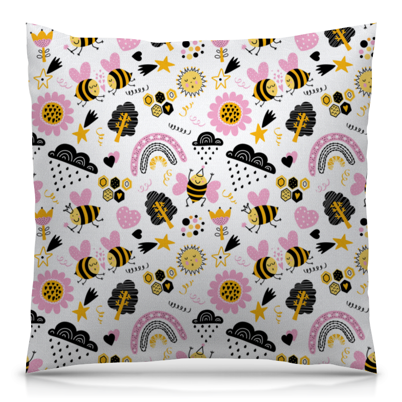 Printio Подушка 40x40 см с полной запечаткой Влюбленные пчелки printio перчатки с полной запечаткой веселые пчелки