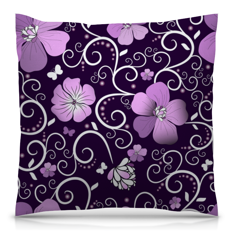 подушка inspire dubbo 40x40 см цвет фиолетовый Printio Подушка 40x40 см с полной запечаткой Цветочный узор