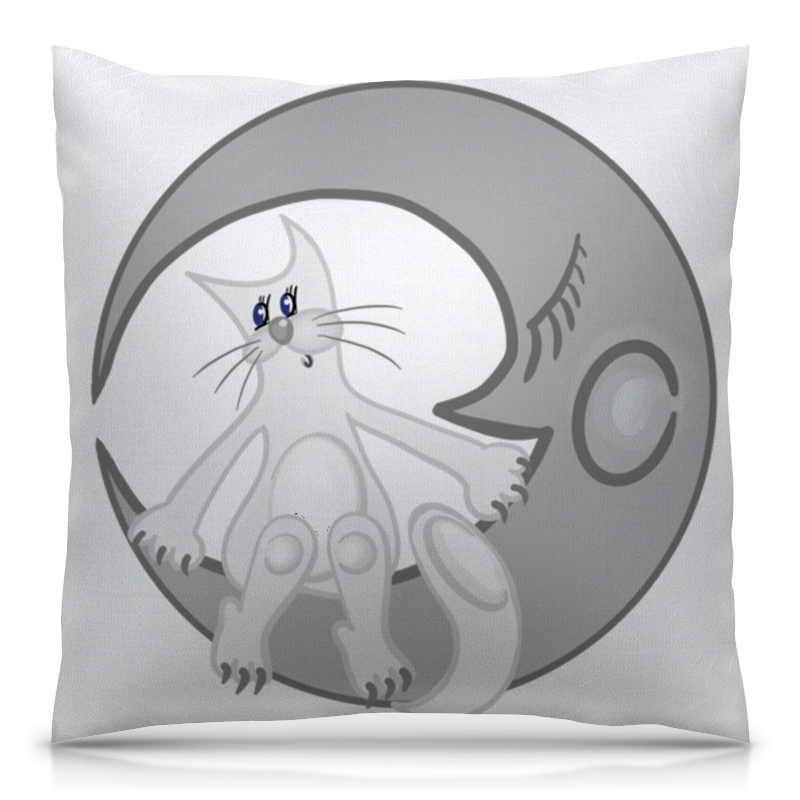 Printio Подушка 40x40 см с полной запечаткой Лунный кот сидит на луне printio коврик для мышки круглый лунный кот сидит на луне