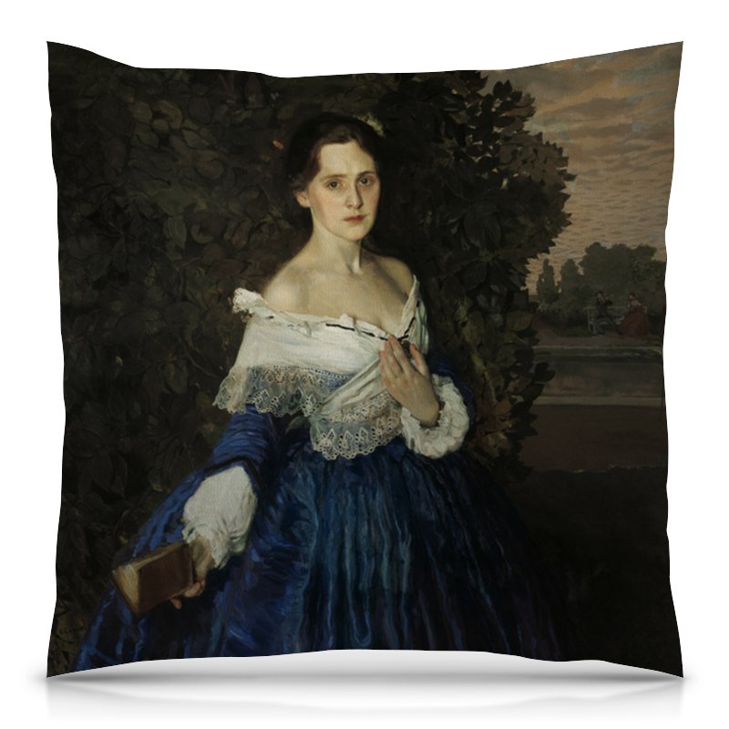 Printio Подушка 40x40 см с полной запечаткой Дама в голубом (картина сомова) портрет по фото дама с любимцем