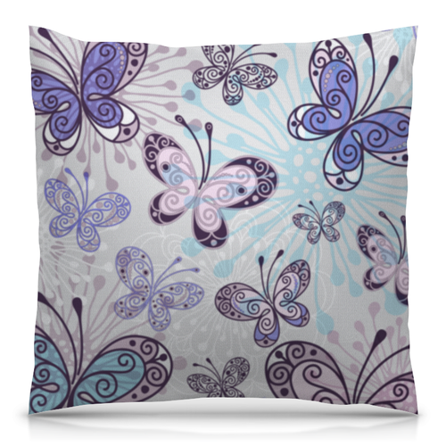 Заказать подушку в Москве. Подушка 40x40 см с полной запечаткой Фиолетовые бабочки от weeert - готовые дизайны и нанесение принтов.