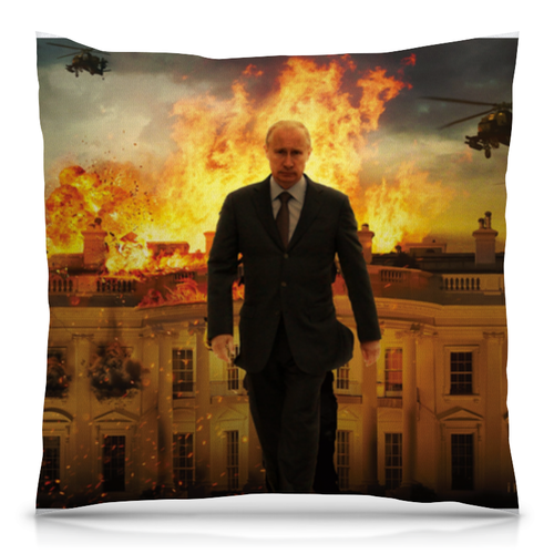 Заказать подушку в Москве. Подушка 40x40 см с полной запечаткой Путин от Тима Старк - готовые дизайны и нанесение принтов.