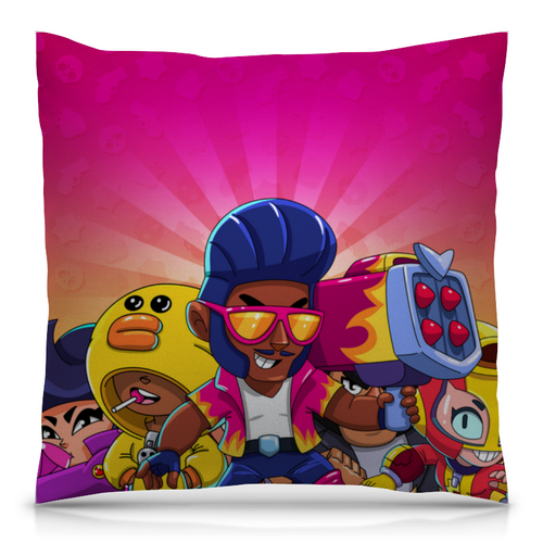 Заказать подушку в Москве. Подушка 40x40 см с полной запечаткой BRAWL STARS BROCK от geekbox - готовые дизайны и нанесение принтов.