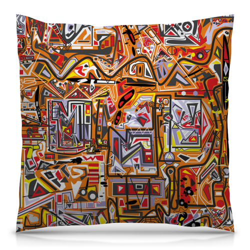 Заказать подушку в Москве. Подушка 40x40 см с полной запечаткой Оранжевый дом. от Vadim Koval - готовые дизайны и нанесение принтов.