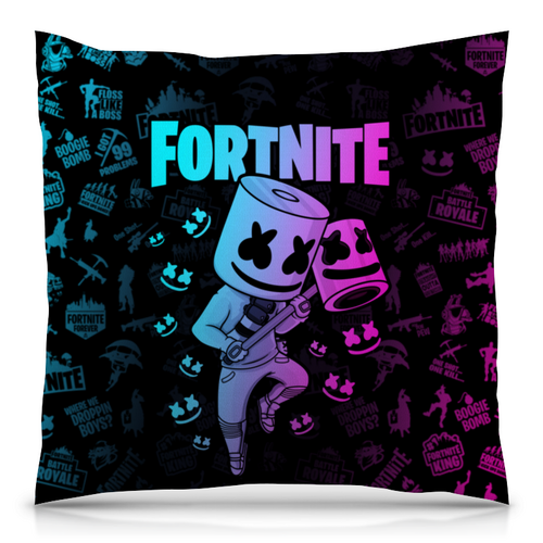 Заказать подушку в Москве. Подушка 40x40 см с полной запечаткой FORTNITE MARSHMELLO от geekbox - готовые дизайны и нанесение принтов.
