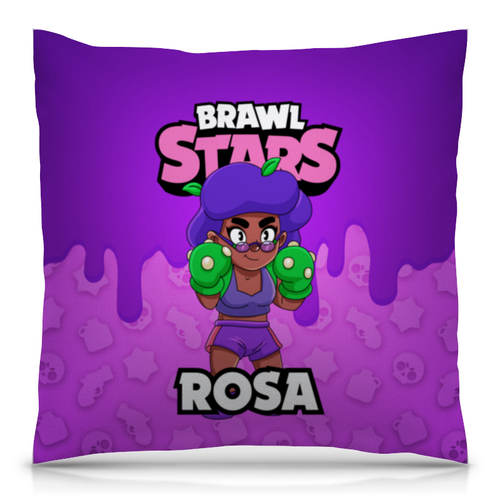 Заказать подушку в Москве. Подушка 40x40 см с полной запечаткой BRAWL STARS ROSA от geekbox - готовые дизайны и нанесение принтов.