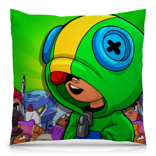 Заказать подушку в Москве. Подушка 40x40 см с полной запечаткой BRAWL STARS LEON от geekbox - готовые дизайны и нанесение принтов.