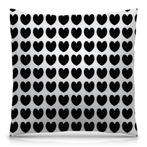 Заказать подушку в Москве. Подушка 40x40 см с полной запечаткой Черные сердечки от THE_NISE  - готовые дизайны и нанесение принтов.