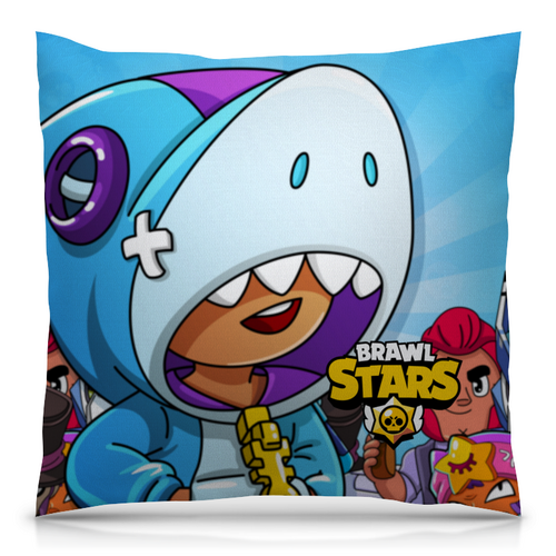 Заказать подушку в Москве. Подушка 40x40 см с полной запечаткой BRAWL STARS LEON от geekbox - готовые дизайны и нанесение принтов.