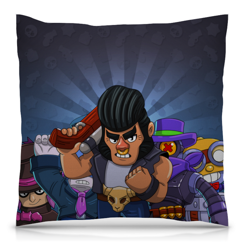 Заказать подушку в Москве. Подушка 40x40 см с полной запечаткой BRAWL STARS BULL от geekbox - готовые дизайны и нанесение принтов.