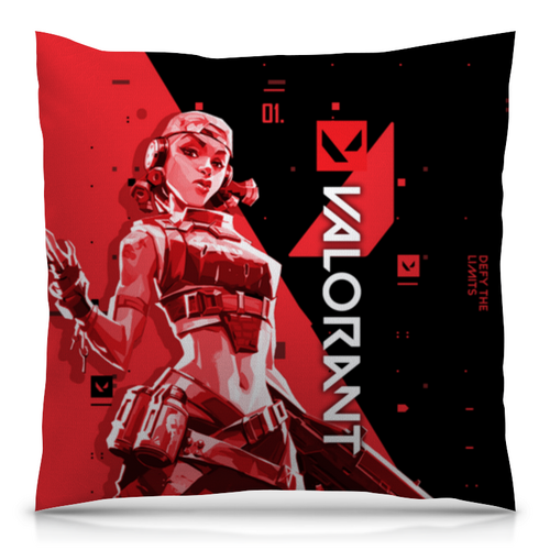 Заказать подушку в Москве. Подушка 40x40 см с полной запечаткой VALORANT RAZE от geekbox - готовые дизайны и нанесение принтов.