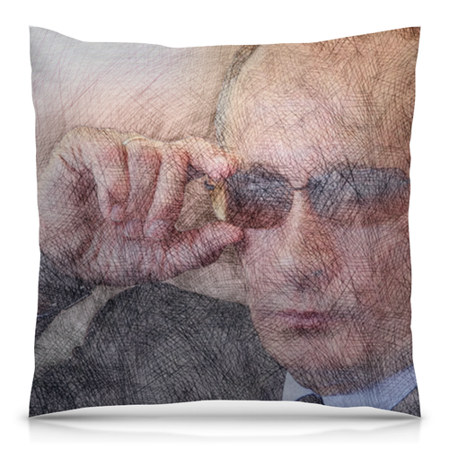 Заказать подушку в Москве. Подушка 40x40 см с полной запечаткой Путин-Арт от Pinky-Winky - готовые дизайны и нанесение принтов.