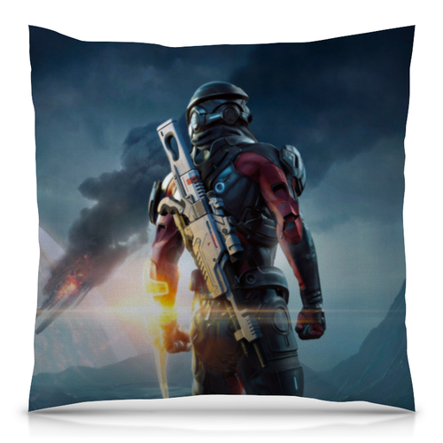 Заказать подушку в Москве. Подушка 40x40 см с полной запечаткой Mass Effect от geekbox - готовые дизайны и нанесение принтов.