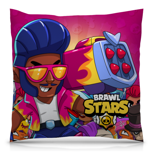 Заказать подушку в Москве. Подушка 40x40 см с полной запечаткой BRAWL STARS BROCK от geekbox - готовые дизайны и нанесение принтов.