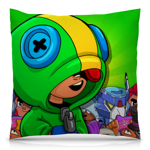Заказать подушку в Москве. Подушка 40x40 см с полной запечаткой BRAWL STARS LEON от geekbox - готовые дизайны и нанесение принтов.