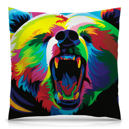 Заказать подушку в Москве. Подушка 40x40 см с полной запечаткой Медведь от THE_NISE  - готовые дизайны и нанесение принтов.